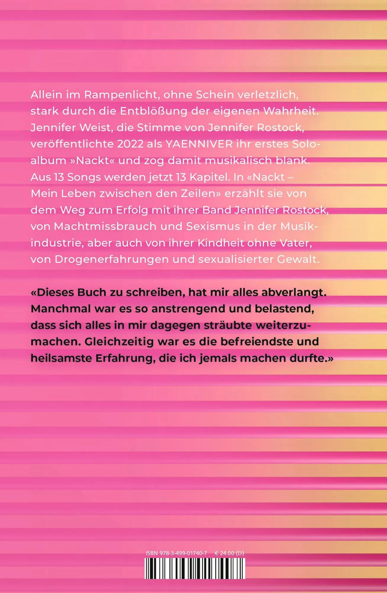 Rückseite: 9783499017407 | Nackt | Mein Leben zwischen den Zeilen | Jennifer Weist | Buch | 2025