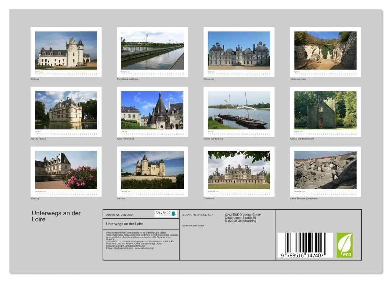 Bild: 9783516147407 | Unterwegs an der Loire (Wandkalender 2026 DIN A4 quer), CALVENDO...
