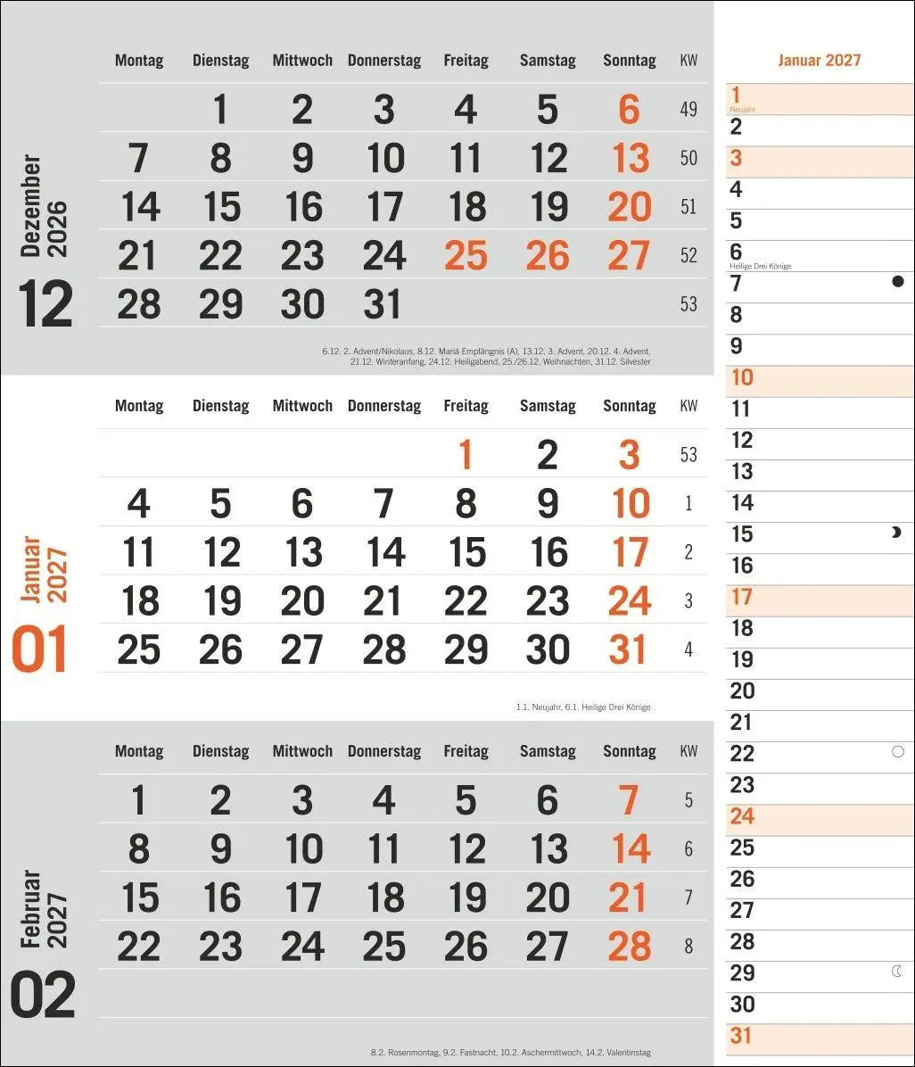 Cover: 9783756417407 | times&amp;more 3-Monatsplaner, orange 2027 | Heye | Kalender | 12 S.