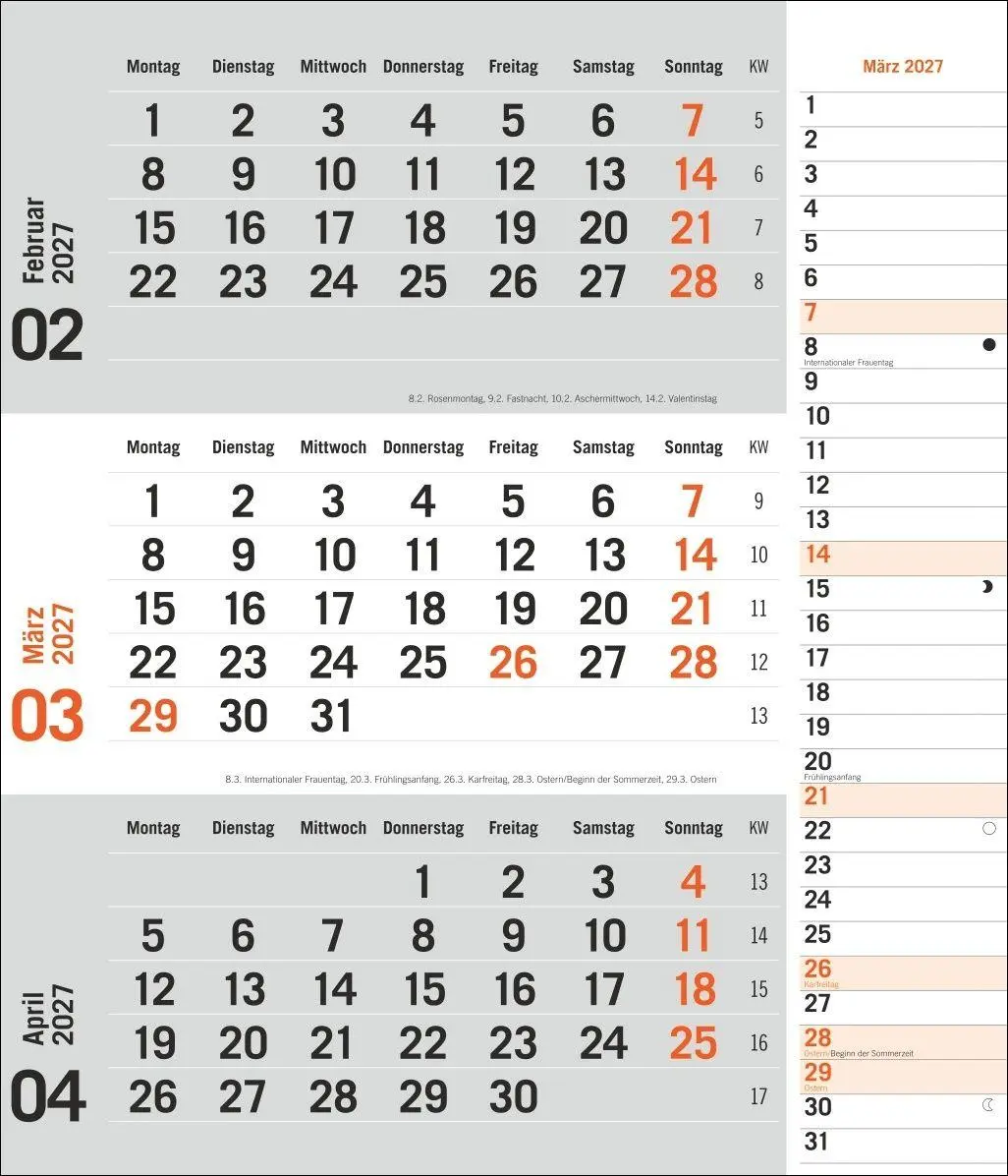 Bild: 9783756417407 | times&amp;more 3-Monatsplaner, orange 2027 | Heye | Kalender | 12 S.