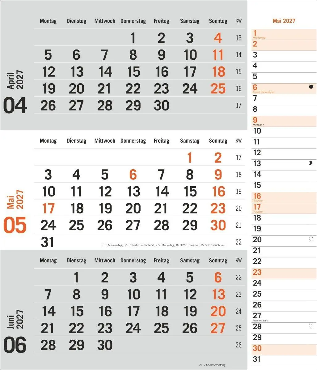 Bild: 9783756417407 | times&amp;more 3-Monatsplaner, orange 2027 | Heye | Kalender | 12 S.