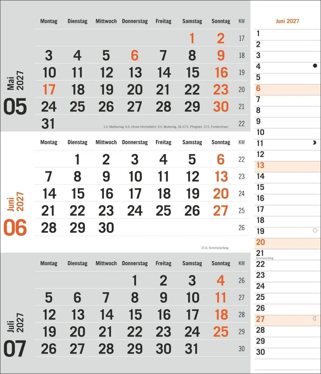 Bild: 9783756417407 | times&amp;more 3-Monatsplaner, orange 2027 | Heye | Kalender | 12 S.