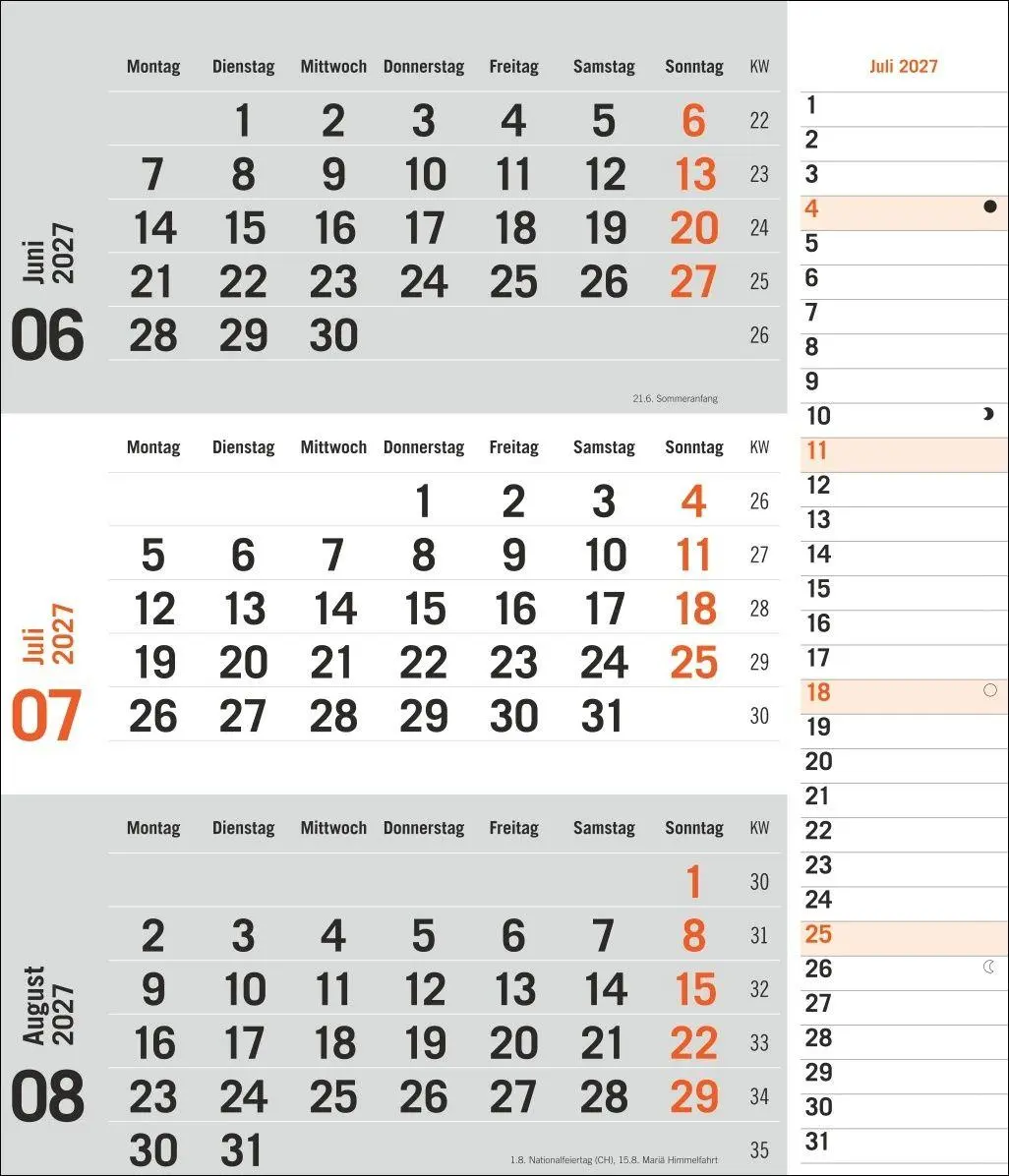 Bild: 9783756417407 | times&amp;more 3-Monatsplaner, orange 2027 | Heye | Kalender | 12 S.