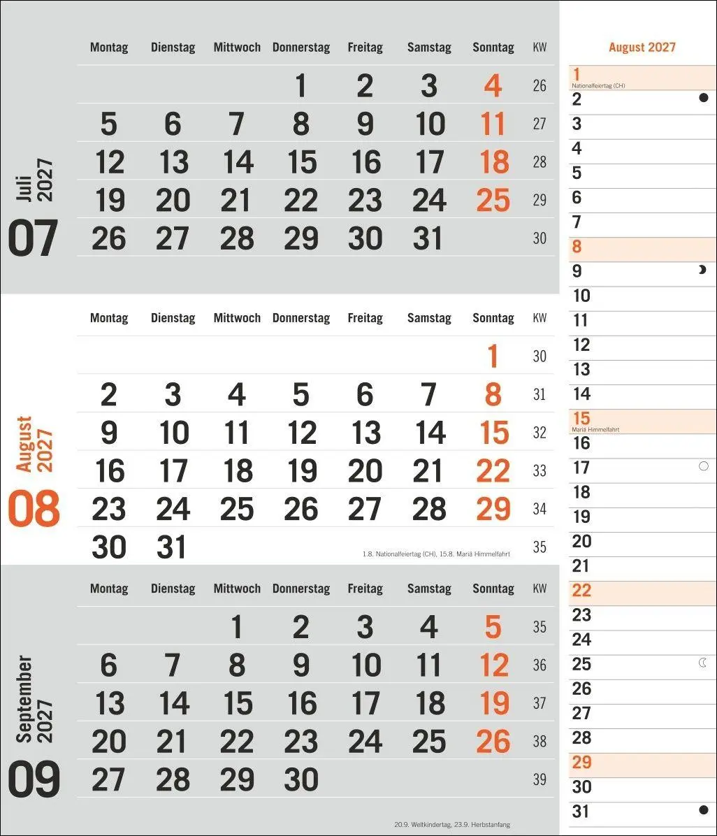 Bild: 9783756417407 | times&amp;more 3-Monatsplaner, orange 2027 | Heye | Kalender | 12 S.
