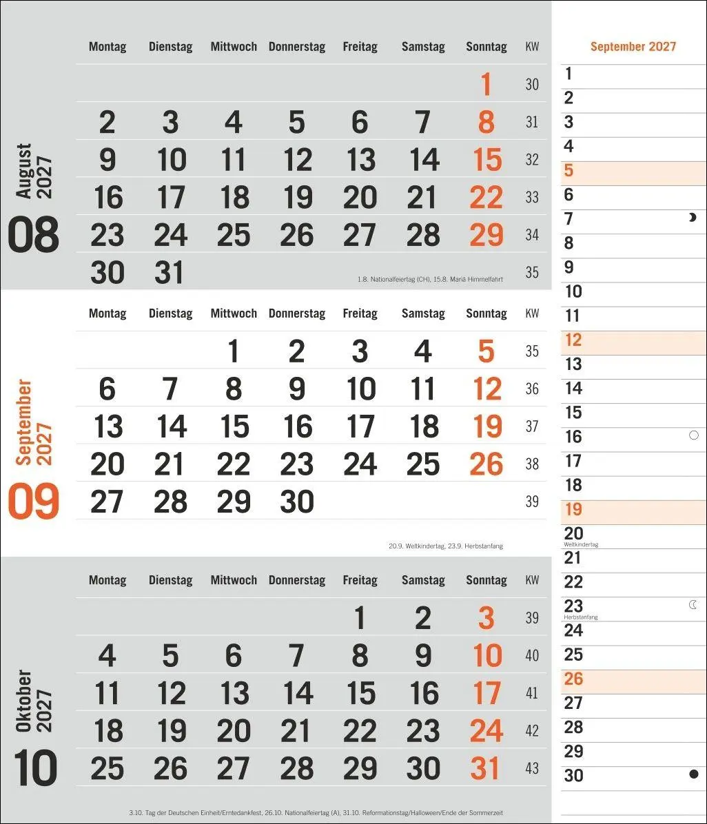 Bild: 9783756417407 | times&amp;more 3-Monatsplaner, orange 2027 | Heye | Kalender | 12 S.