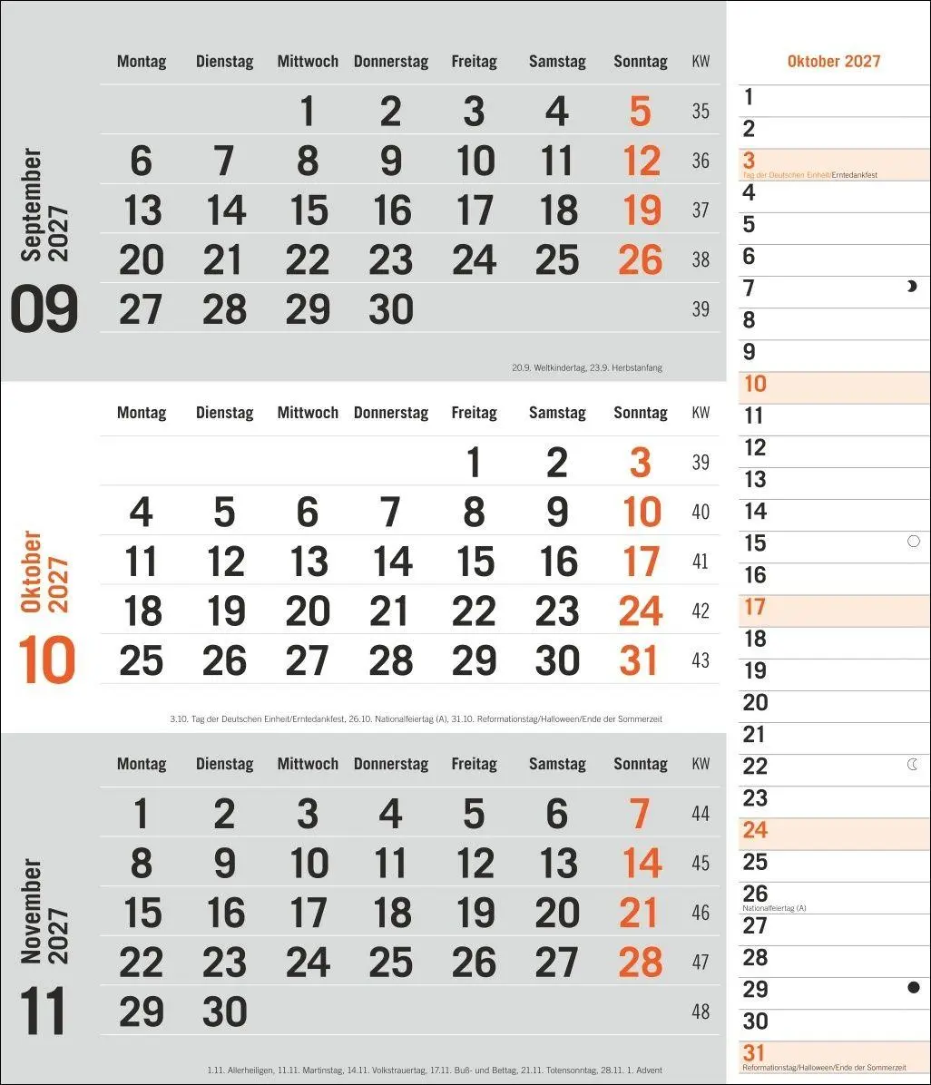 Bild: 9783756417407 | times&amp;more 3-Monatsplaner, orange 2027 | Heye | Kalender | 12 S.