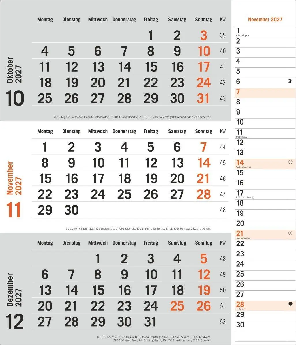 Bild: 9783756417407 | times&amp;more 3-Monatsplaner, orange 2027 | Heye | Kalender | 12 S.