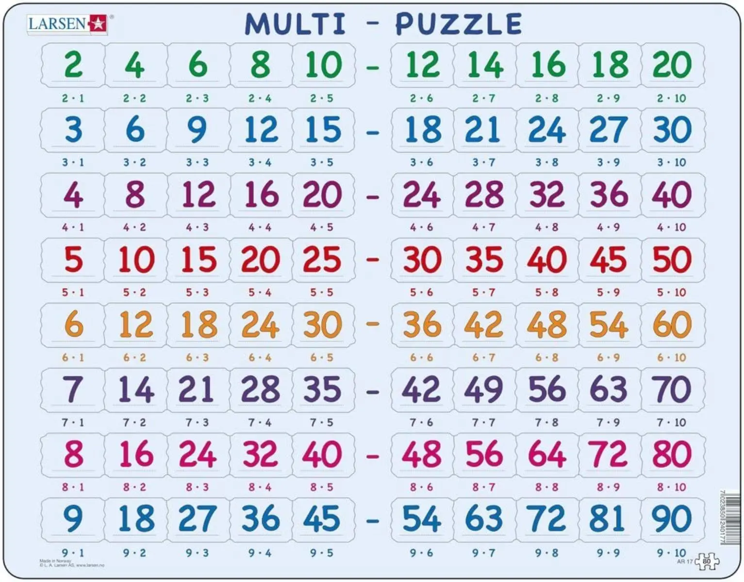 Cover: 7023852117507 | Puzzle - Rechenpuzzle Multiplikation | Puzzle | 2018 | Larsen