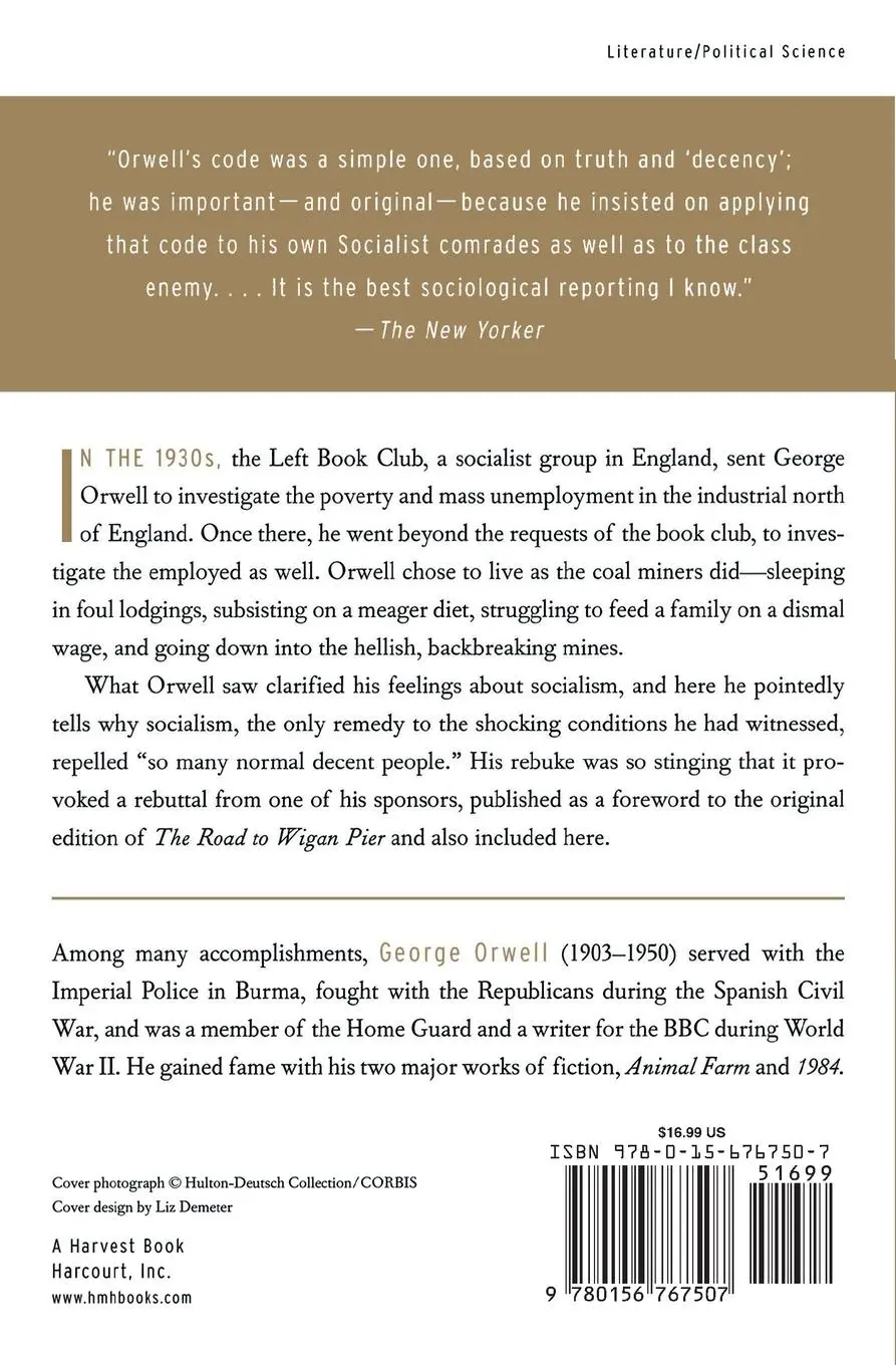 Rückseite: 9780156767507 | Road to Wigan Pier | George Orwell | Taschenbuch | Englisch