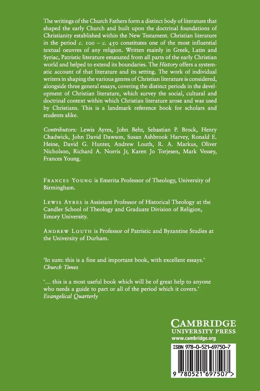 Rückseite: 9780521697507 | The Cambridge History of Early Christian Literature | Young (u. a.)