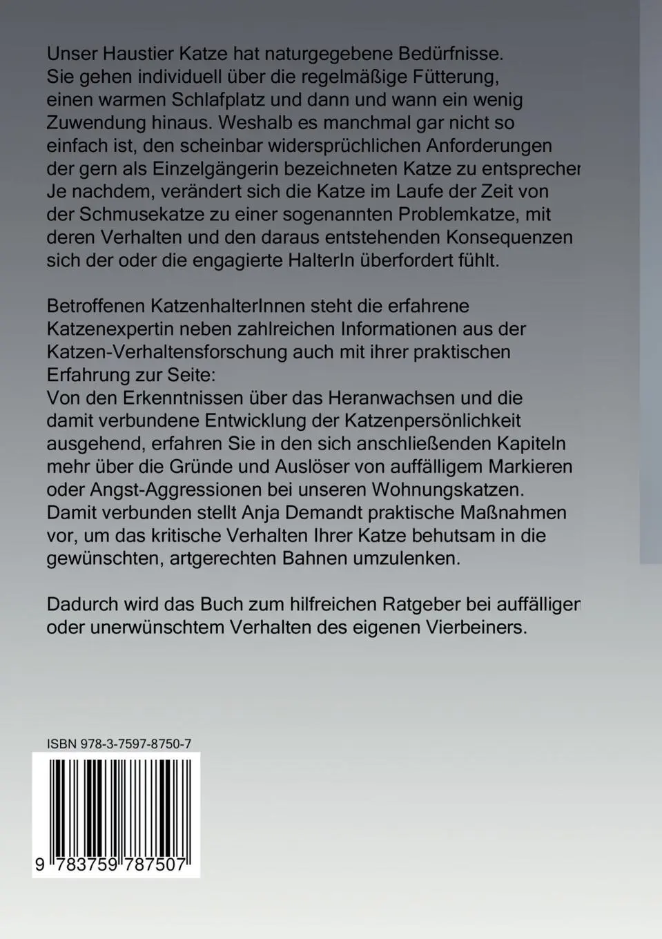 Rückseite: 9783759787507 | Warum verhält sich meine Katze so | Anja Demandt | Taschenbuch | 2024