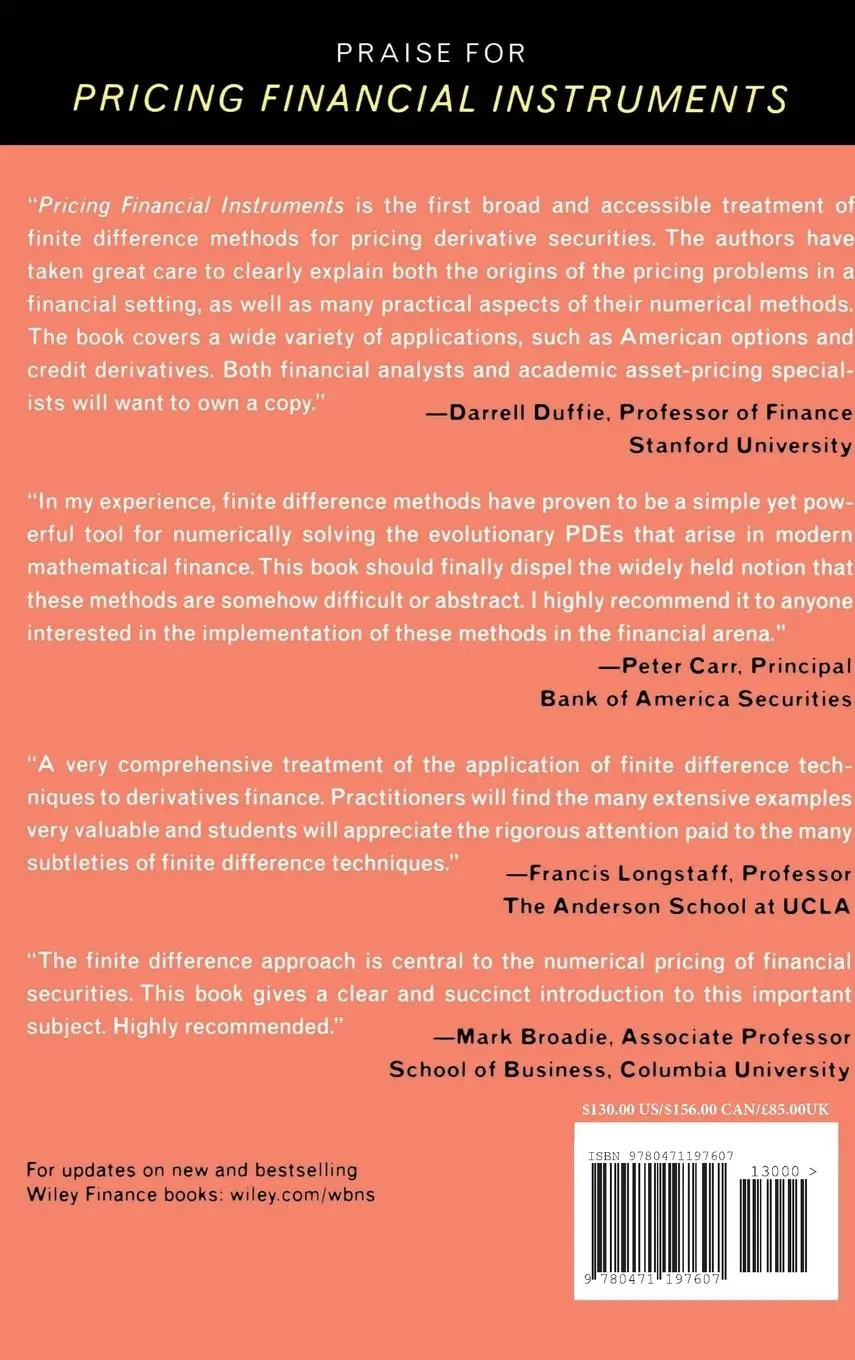 Rückseite: 9780471197607 | Pricing Financial Instruments | The Finite Difference Method | Buch