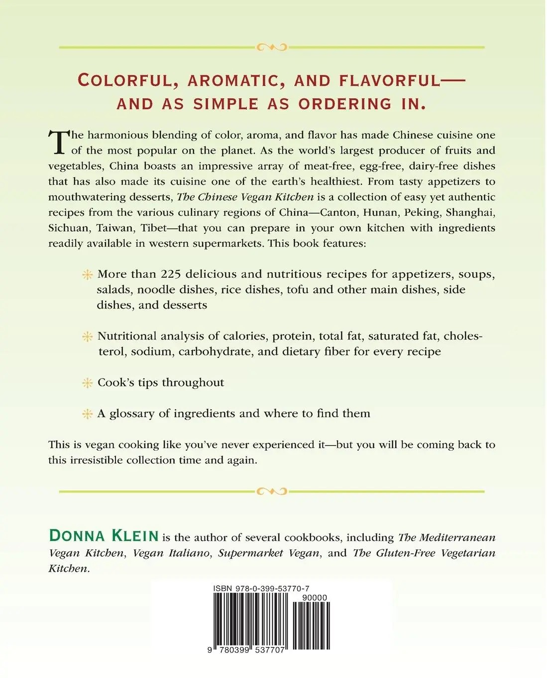 Rückseite: 9780399537707 | The Chinese Vegan Kitchen | Donna Klein | Taschenbuch | Englisch