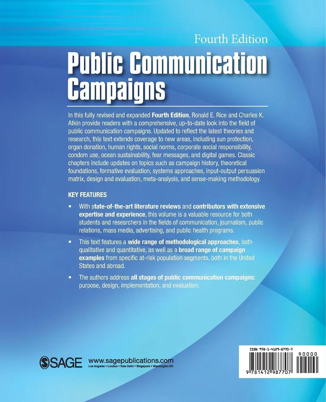 Rückseite: 9781412987707 | Public Communication Campaigns | Ronald E. Rice (u. a.) | Taschenbuch