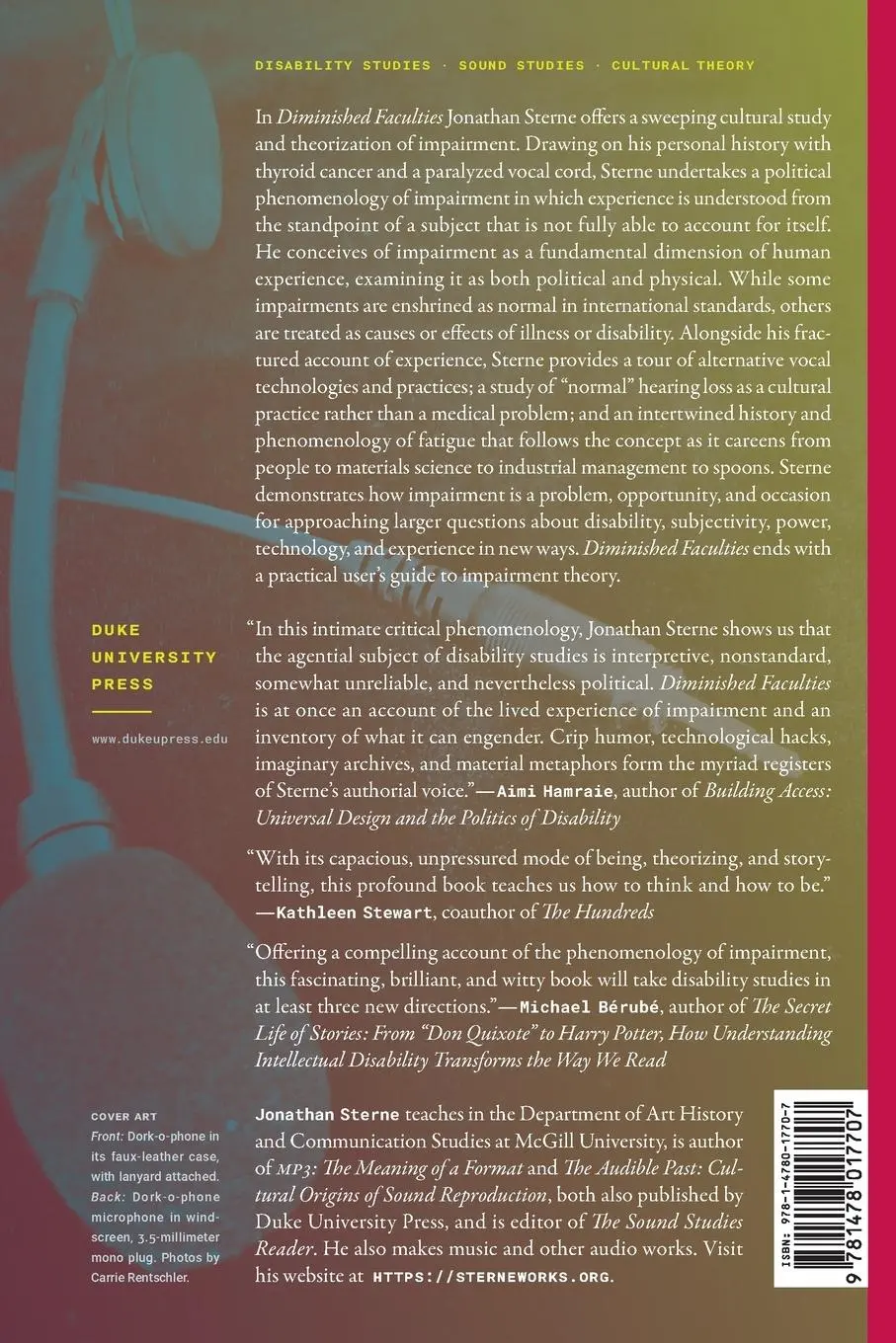 Rückseite: 9781478017707 | Diminished Faculties | A Political Phenomenology of Impairment | Buch
