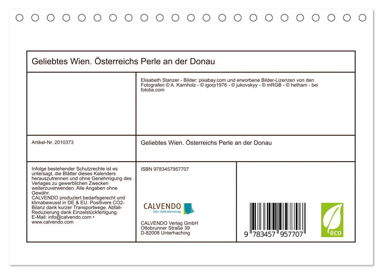 Bild: 9783457957707 | Geliebtes Wien. Österreichs Perle an der Donau (Tischkalender 2026...