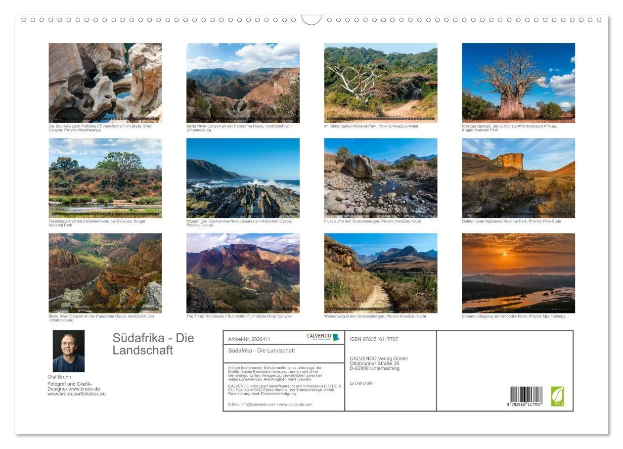 Bild: 9783516117707 | Südafrika - Die Landschaft (Wandkalender 2026 DIN A2 quer),...