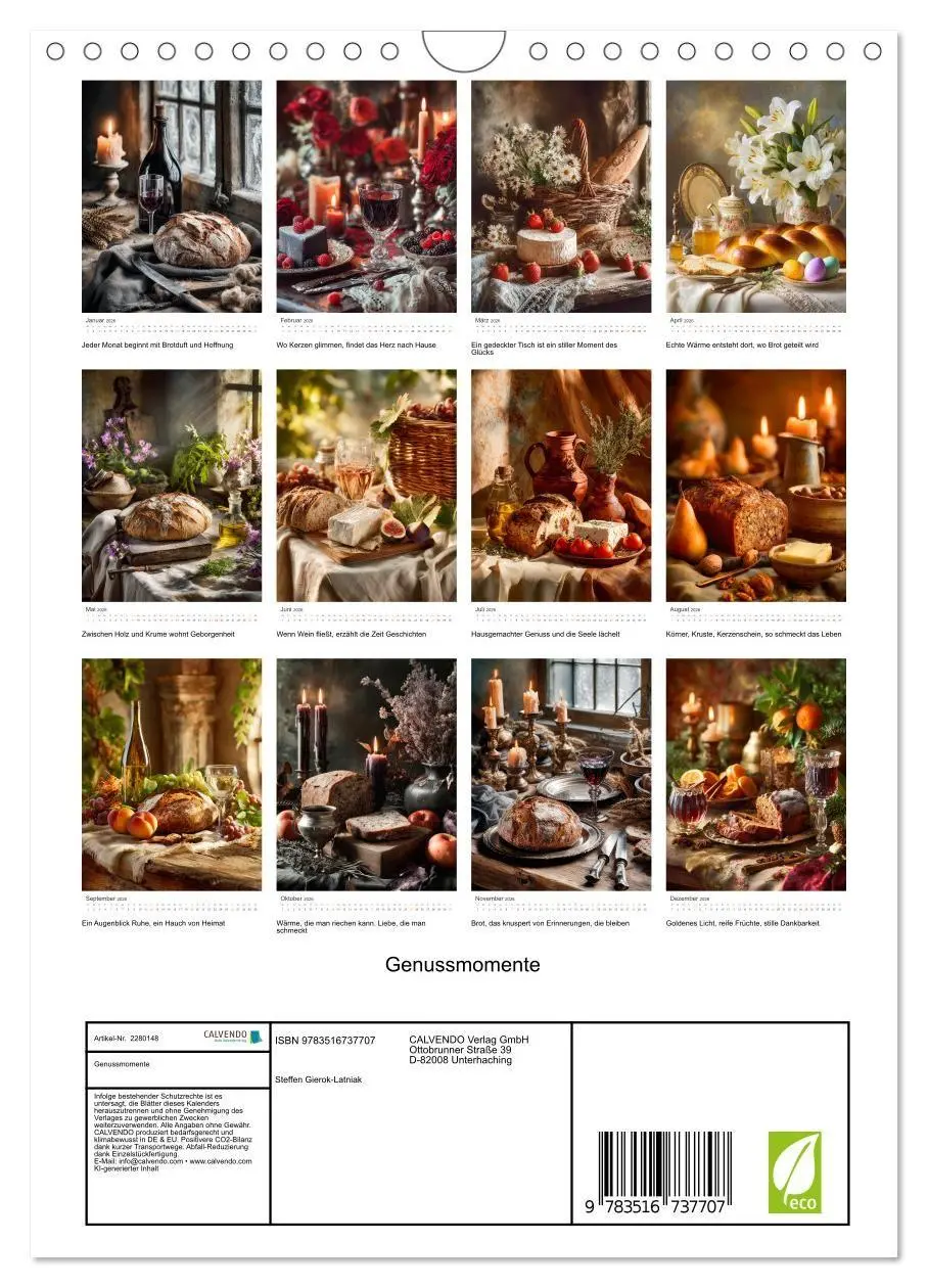 Bild: 9783516737707 | Genussmomente (Wandkalender 2026 DIN A4 hoch), CALVENDO Monatskalender