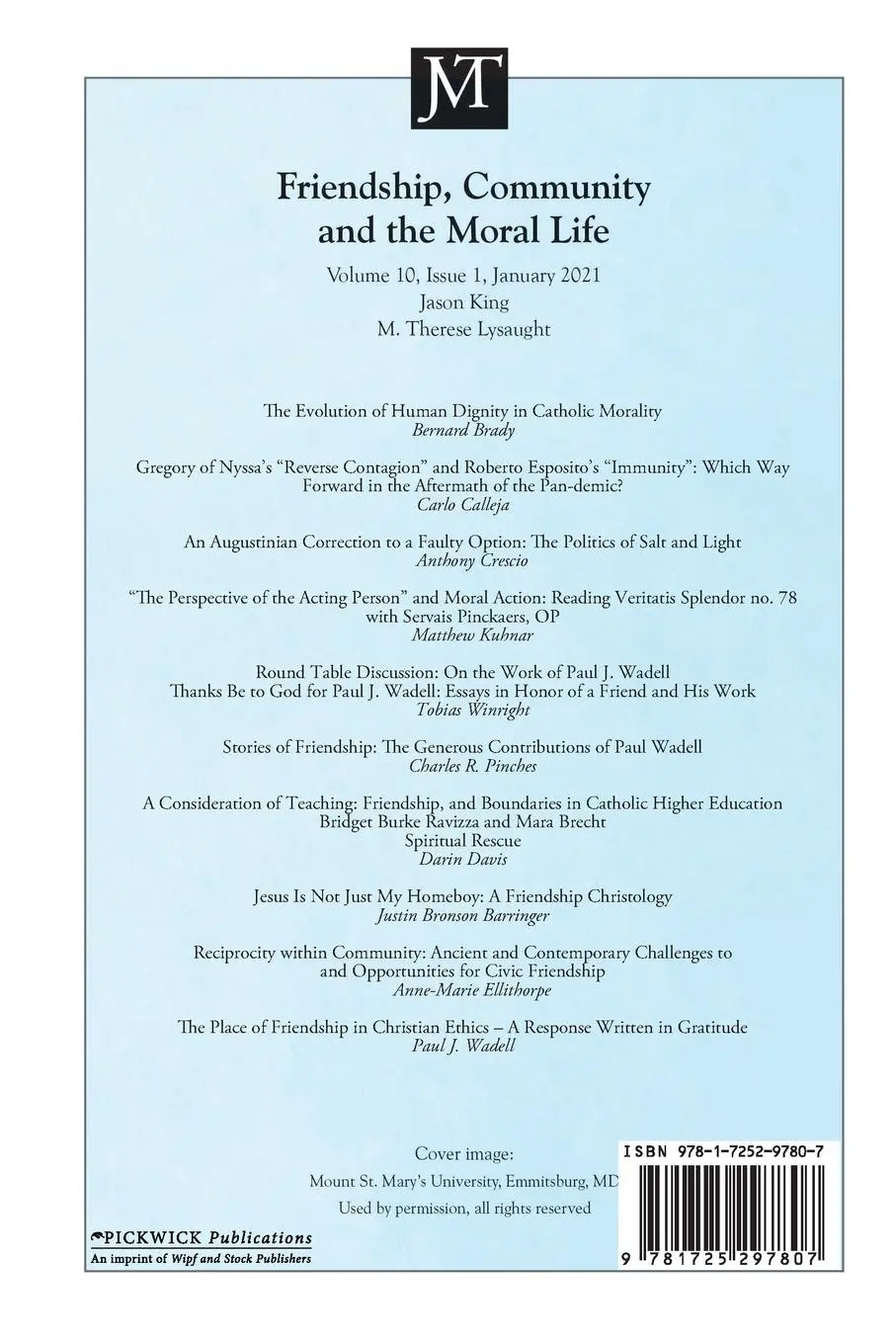 Rückseite: 9781725297807 | Journal of Moral Theology, Volume 10, Issue 1 | Jason King (u. a.)