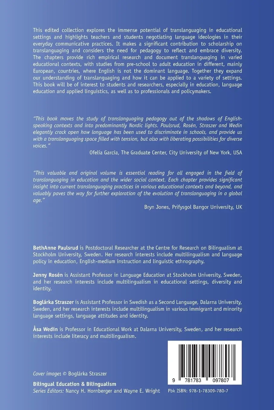 Rückseite: 9781783097807 | New Perspectives on Translanguaging and Education | Paulsrud (u. a.)
