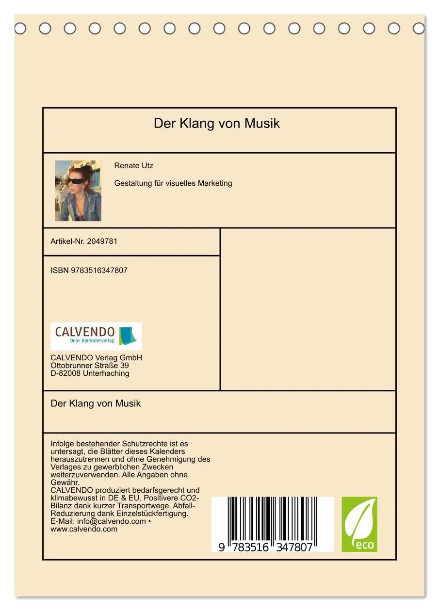 Bild: 9783516347807 | Der Klang von Musik (Tischkalender 2026 DIN A5 hoch), CALVENDO...
