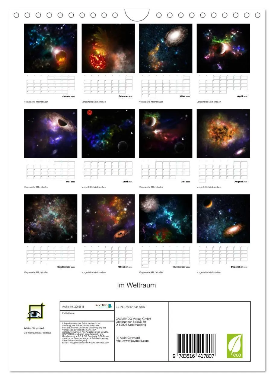 Bild: 9783516417807 | Im Weltraum (Wandkalender 2026 DIN A4 hoch), CALVENDO Monatskalender