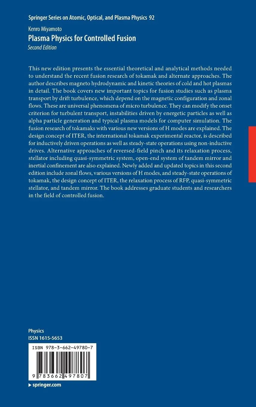 Rückseite: 9783662497807 | Plasma Physics for Controlled Fusion | Kenro Miyamoto | Buch | xii