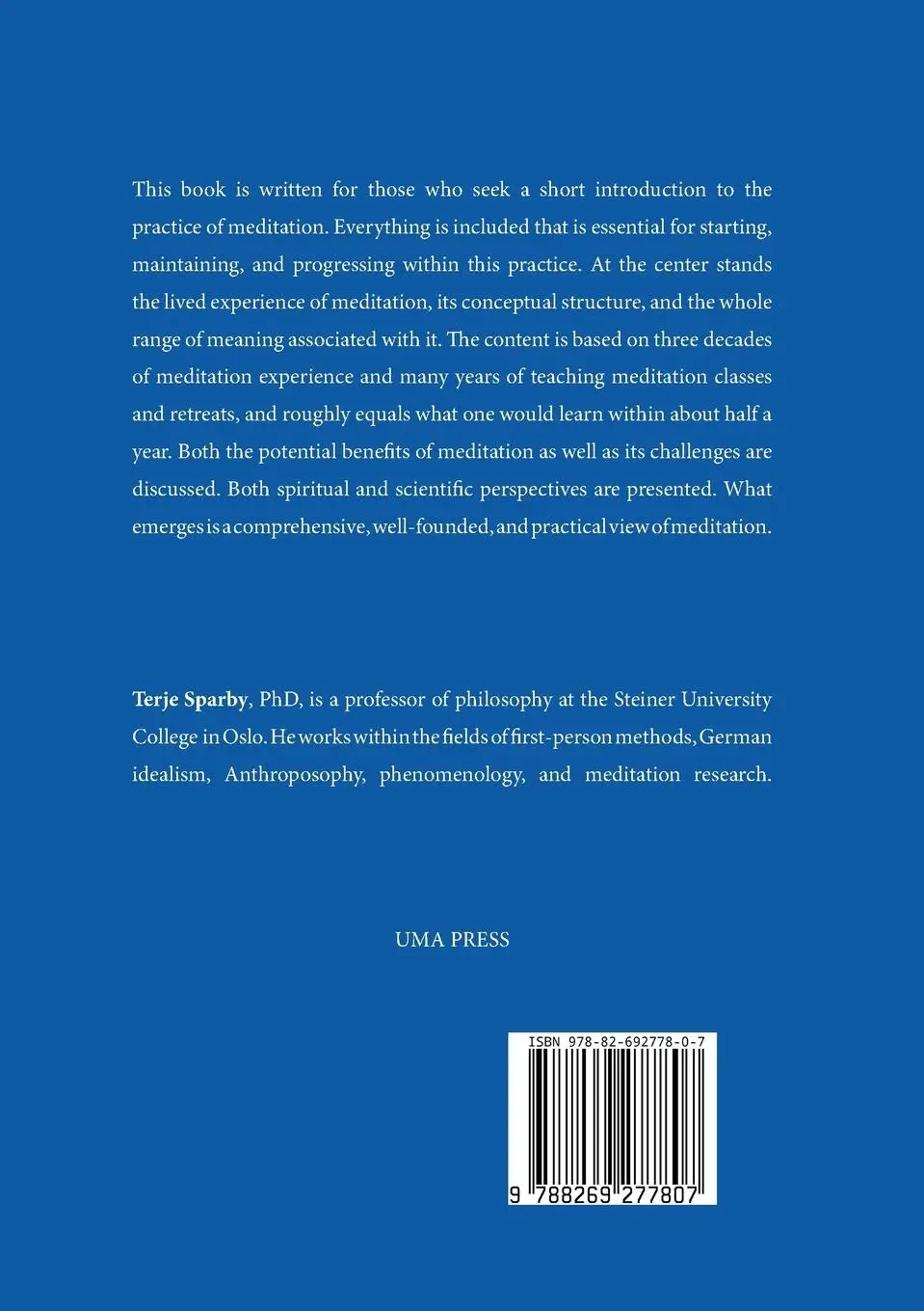Rückseite: 9788269277807 | Meditation. An Introduction | Terje Sparby | Taschenbuch | Englisch