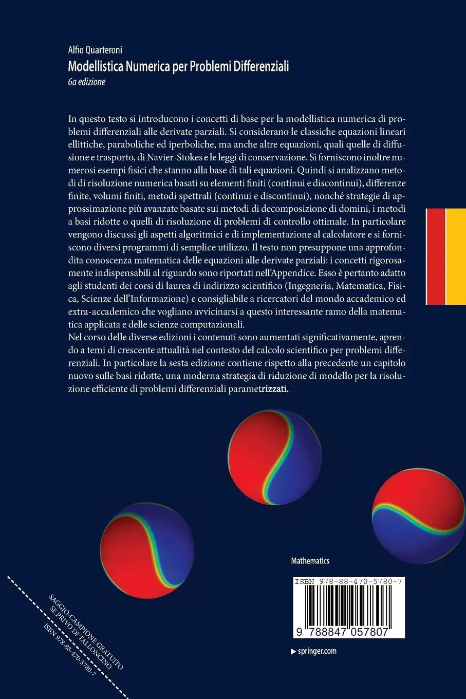Rückseite: 9788847057807 | Modellistica Numerica per Problemi Differenziali | Alfio Quarteroni