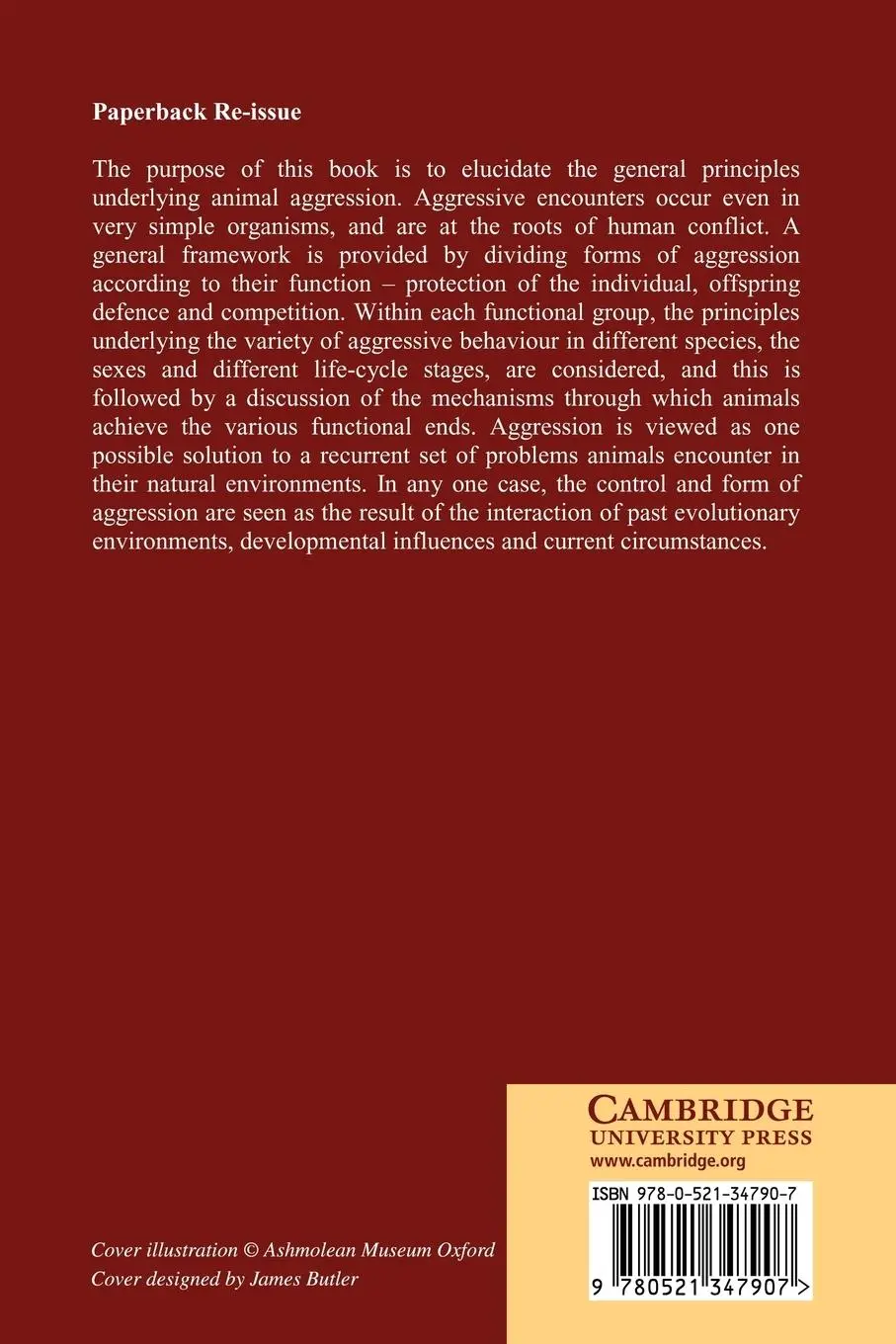 Rückseite: 9780521347907 | The Behavioural Biology of Aggression | John Archer | Taschenbuch
