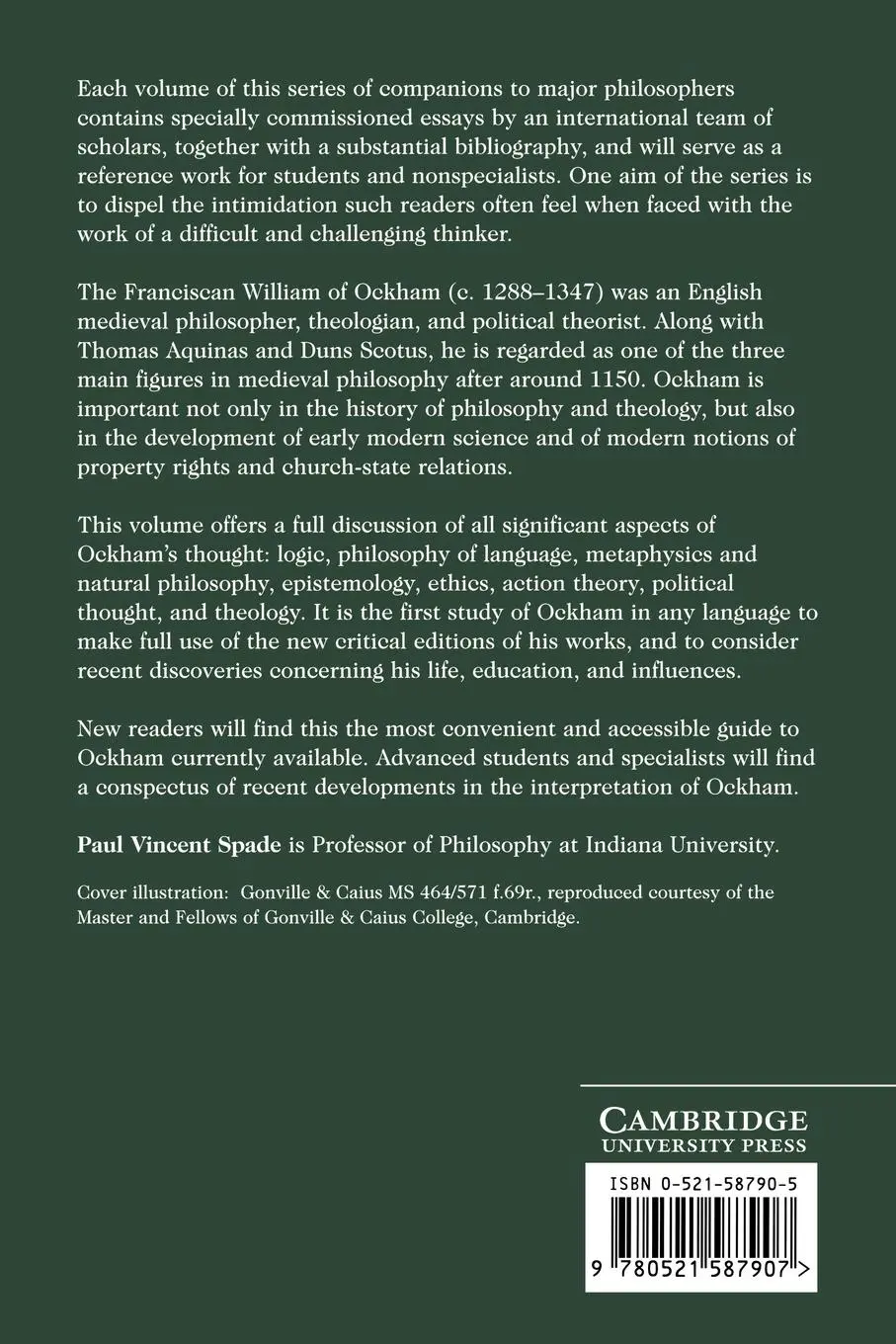 Rückseite: 9780521587907 | The Cambridge Companion to Ockham | Paul Vincent Spade | Taschenbuch