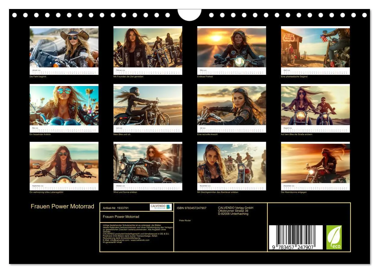 Bild: 9783457247907 | Frauen Power Motorrad (Wandkalender 2026 DIN A4 quer), CALVENDO...