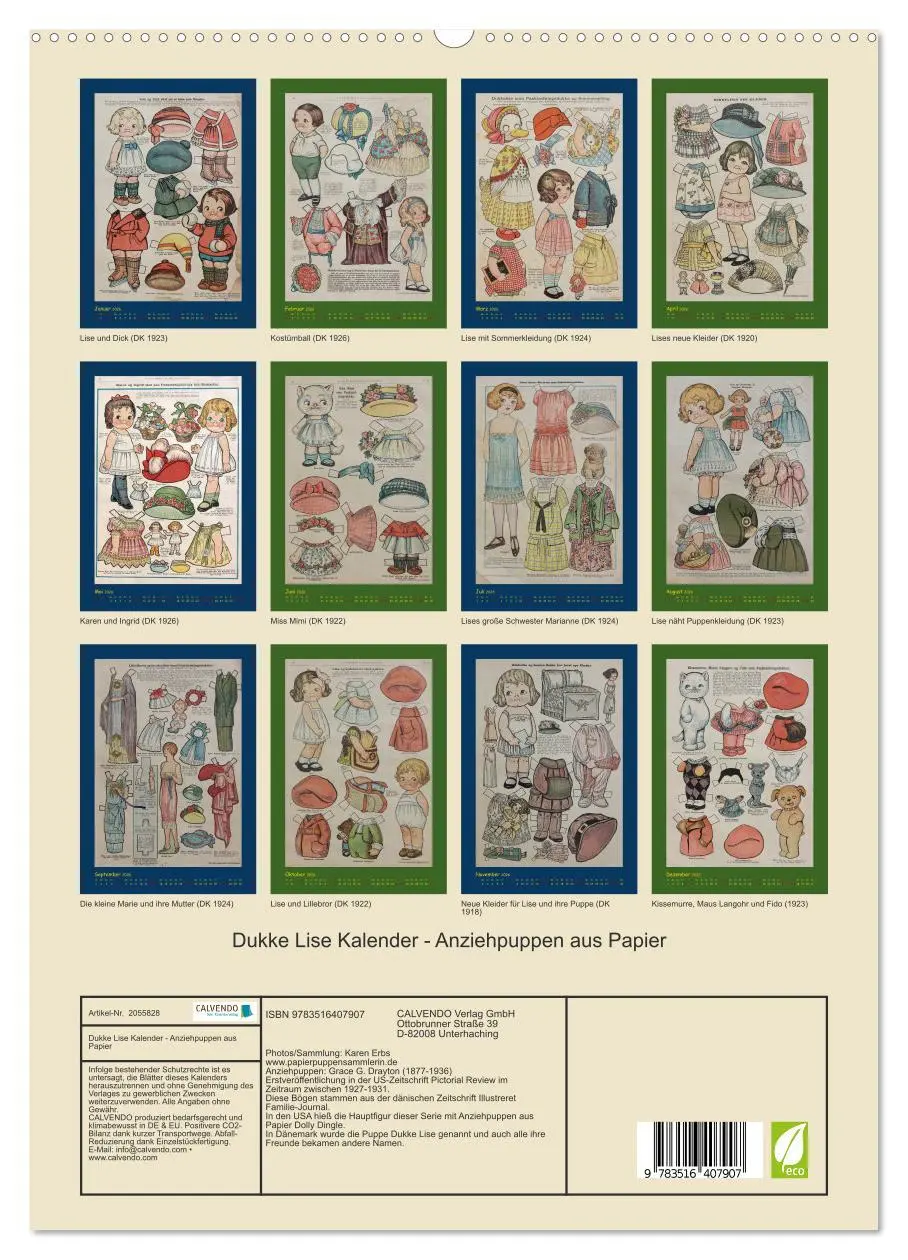 Bild: 9783516407907 | Dukke Lise Kalender - Anziehpuppen aus Papier (hochwertiger Premium...