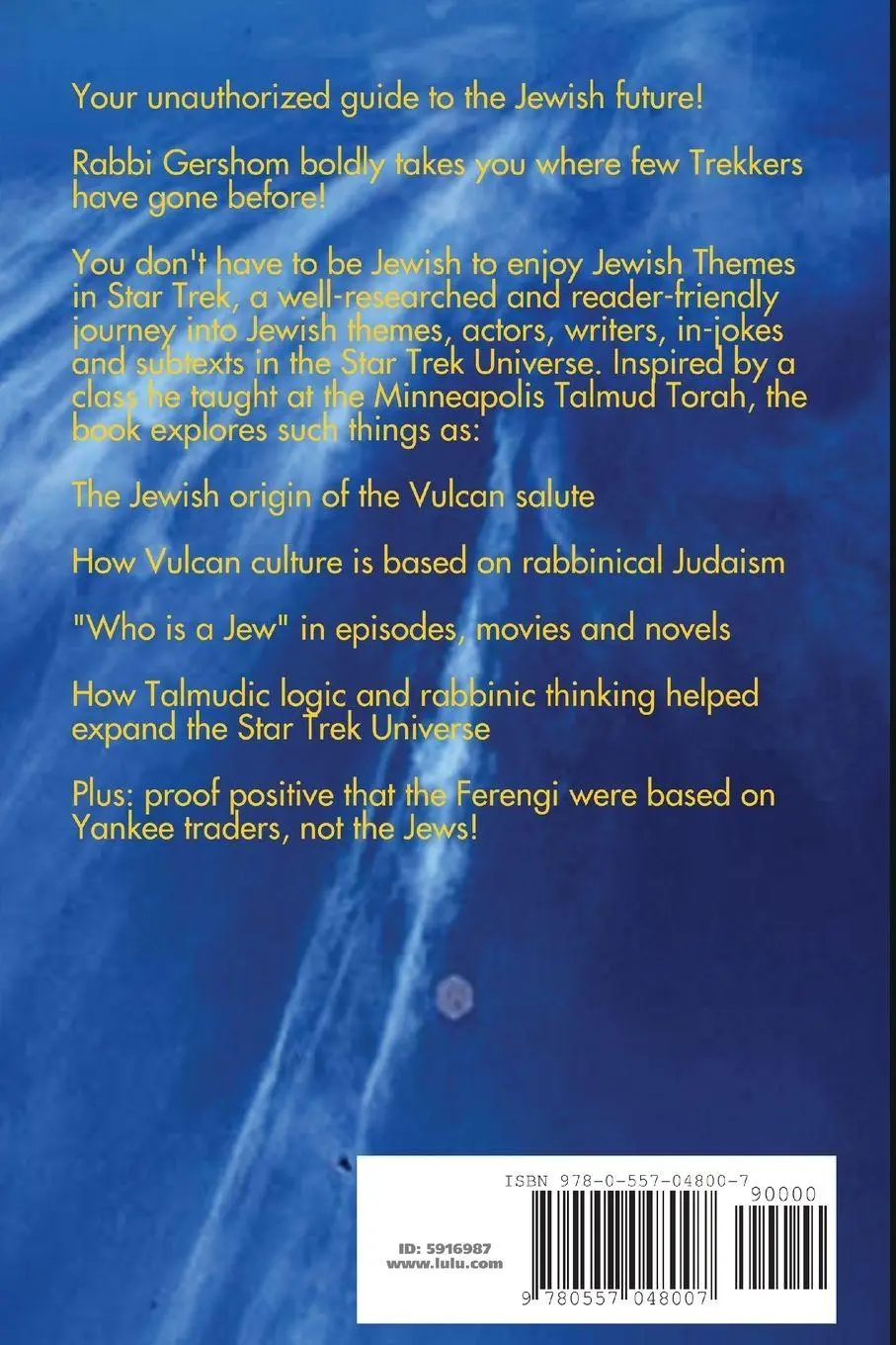 Rückseite: 9780557048007 | Jewish Themes in Star Trek | Rabbi Yonassan Gershom | Taschenbuch