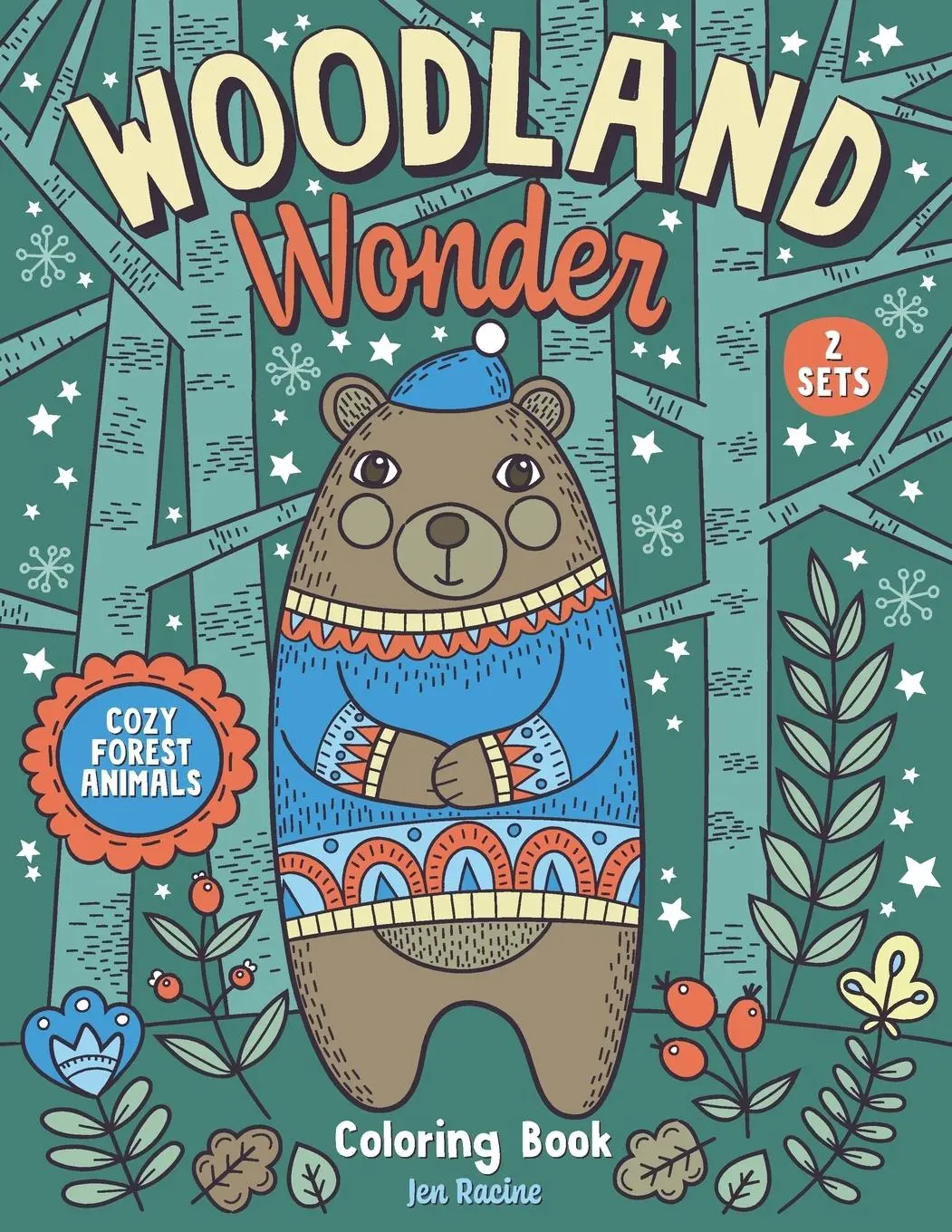 Cover: 9781951728007 | Woodland Wonder | Cozy Forest Animals Coloring Book | Jen Racine