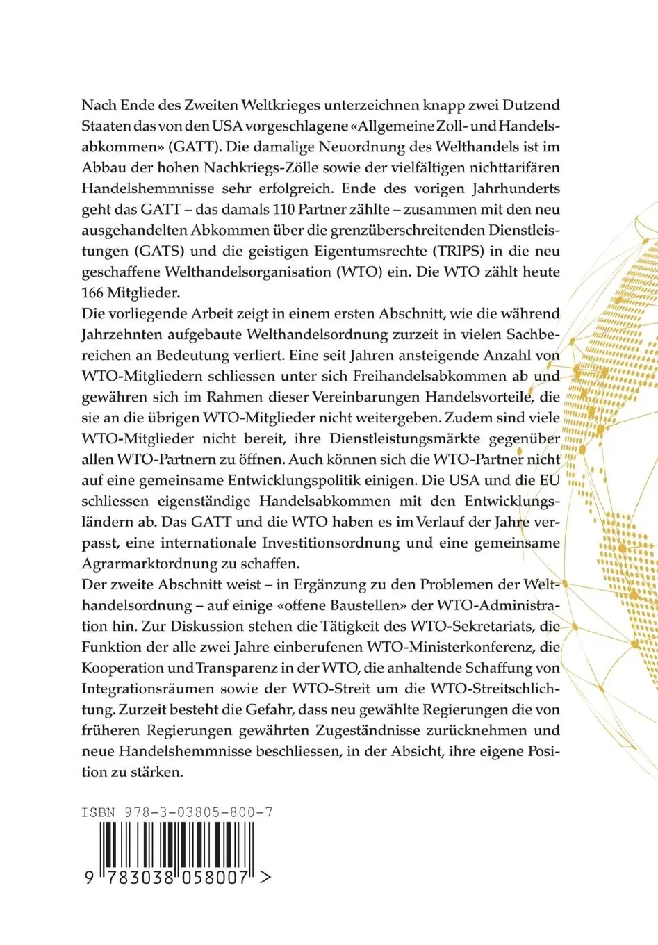 Rückseite: 9783038058007 | Aktuelle Probleme der WTO | Richard Senti | Taschenbuch | Deutsch
