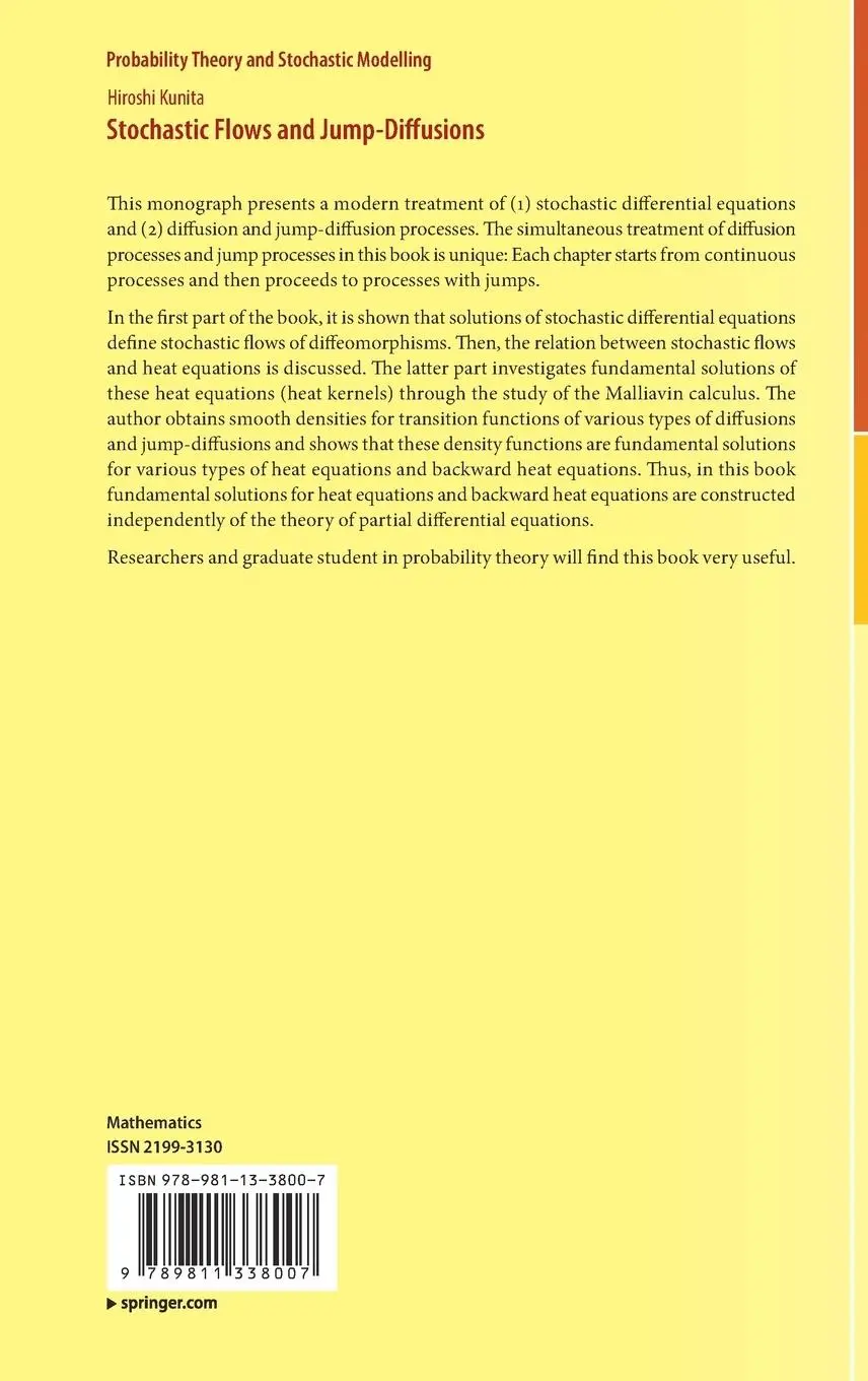 Rückseite: 9789811338007 | Stochastic Flows and Jump-Diffusions | Hiroshi Kunita | Buch | xvii