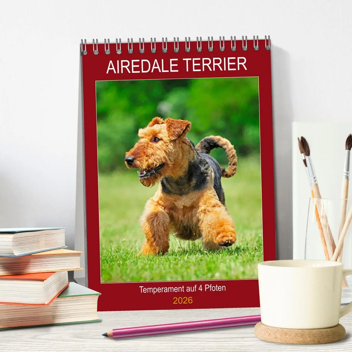 Bild: 9783516388107 | Airedale Terrier - Temperament auf 4 Pfoten (Tischkalender 2026 DIN...
