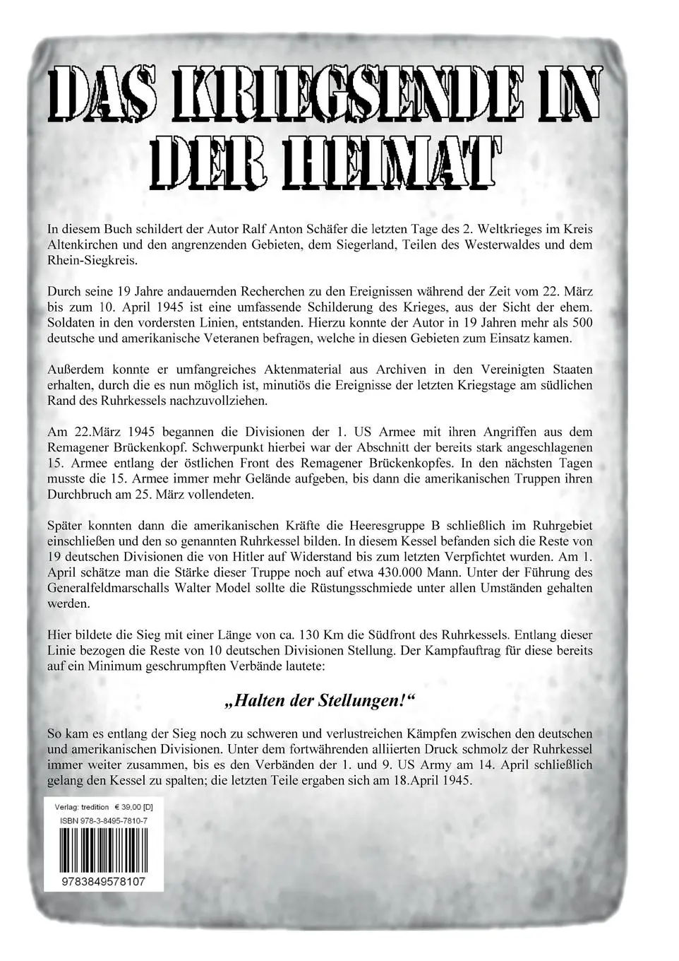 Rückseite: 9783849578107 | Das Kriegsende in der Heimat | Ralf Anton Schäfer | Taschenbuch | 2015