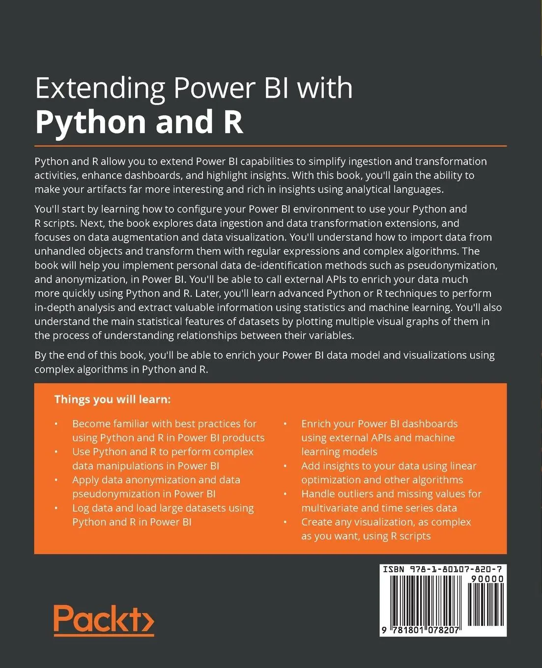 Rückseite: 9781801078207 | Extending Power BI with Python and R | Luca Zavarella | Taschenbuch