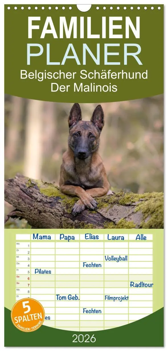 Cover: 9783516518207 | Familienplaner 2026 - Belgischer Schäferhund - Der Malinois mit 5...