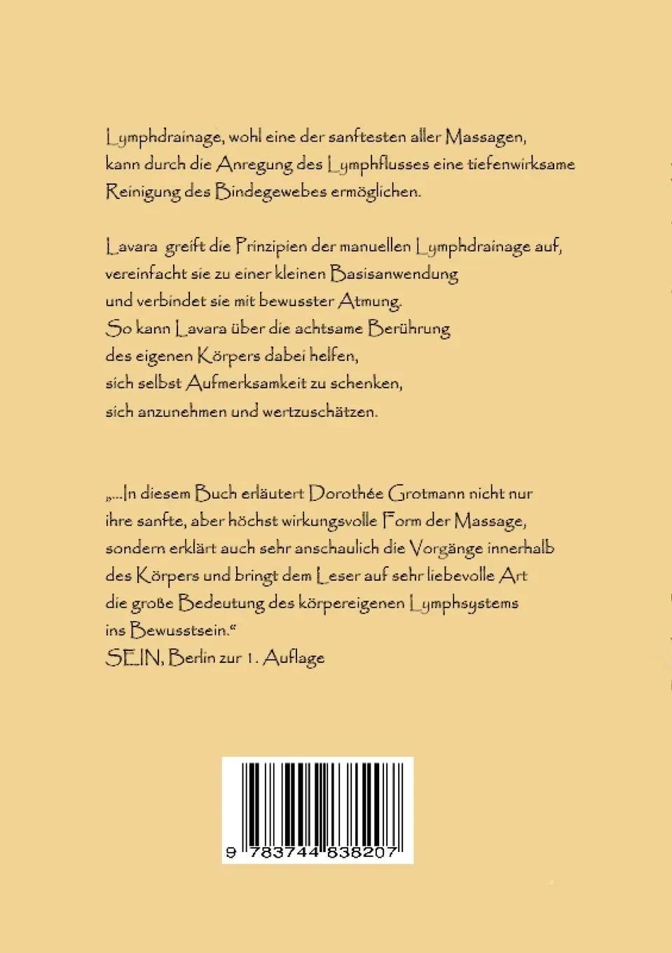 Rückseite: 9783744838207 | Lavara Lymphdrainage | Balsam für Körper und Seele | Dorothée Grotmann