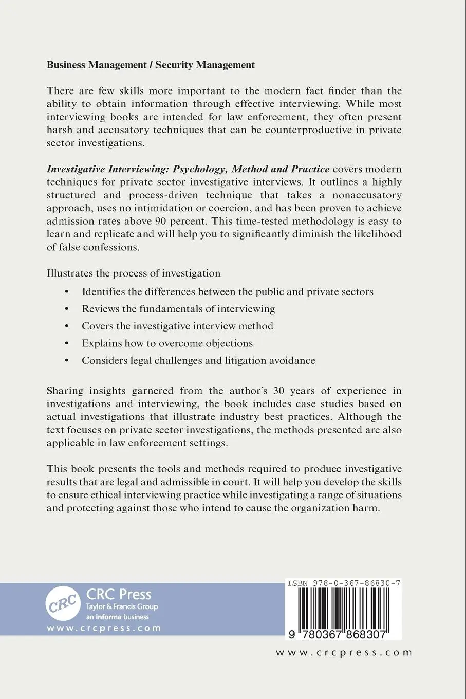Rückseite: 9780367868307 | Investigative Interviewing | Psychology, Method and Practice | Ferraro