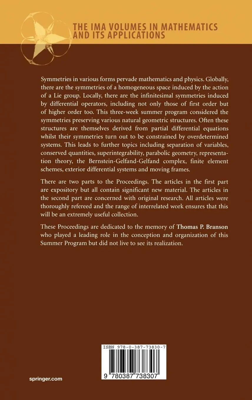 Rückseite: 9780387738307 | Symmetries and Overdetermined Systems of Partial Differential...