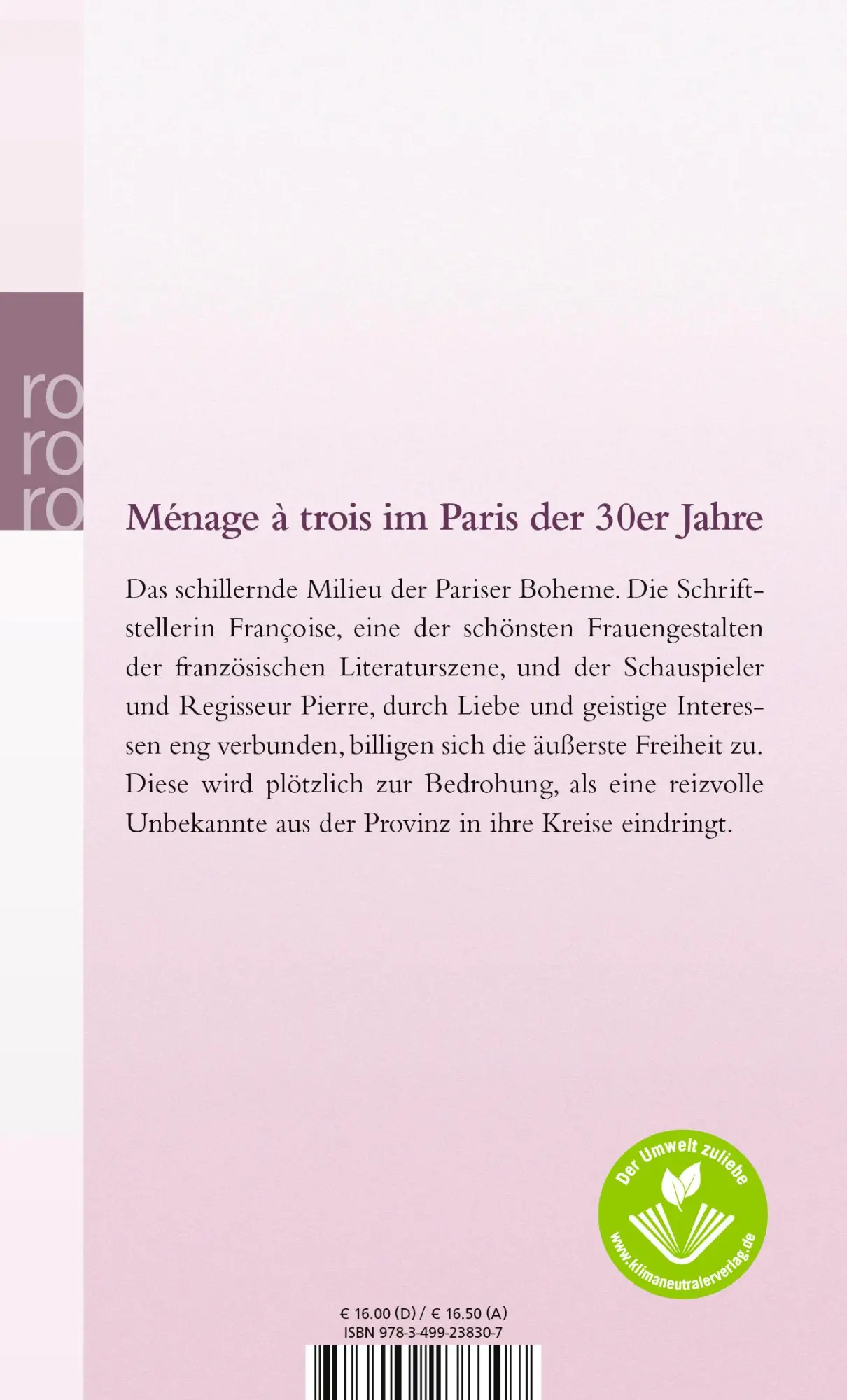 Rückseite: 9783499238307 | Sie kam und blieb | Simone de Beauvoir | Taschenbuch | 560 S. | 2004