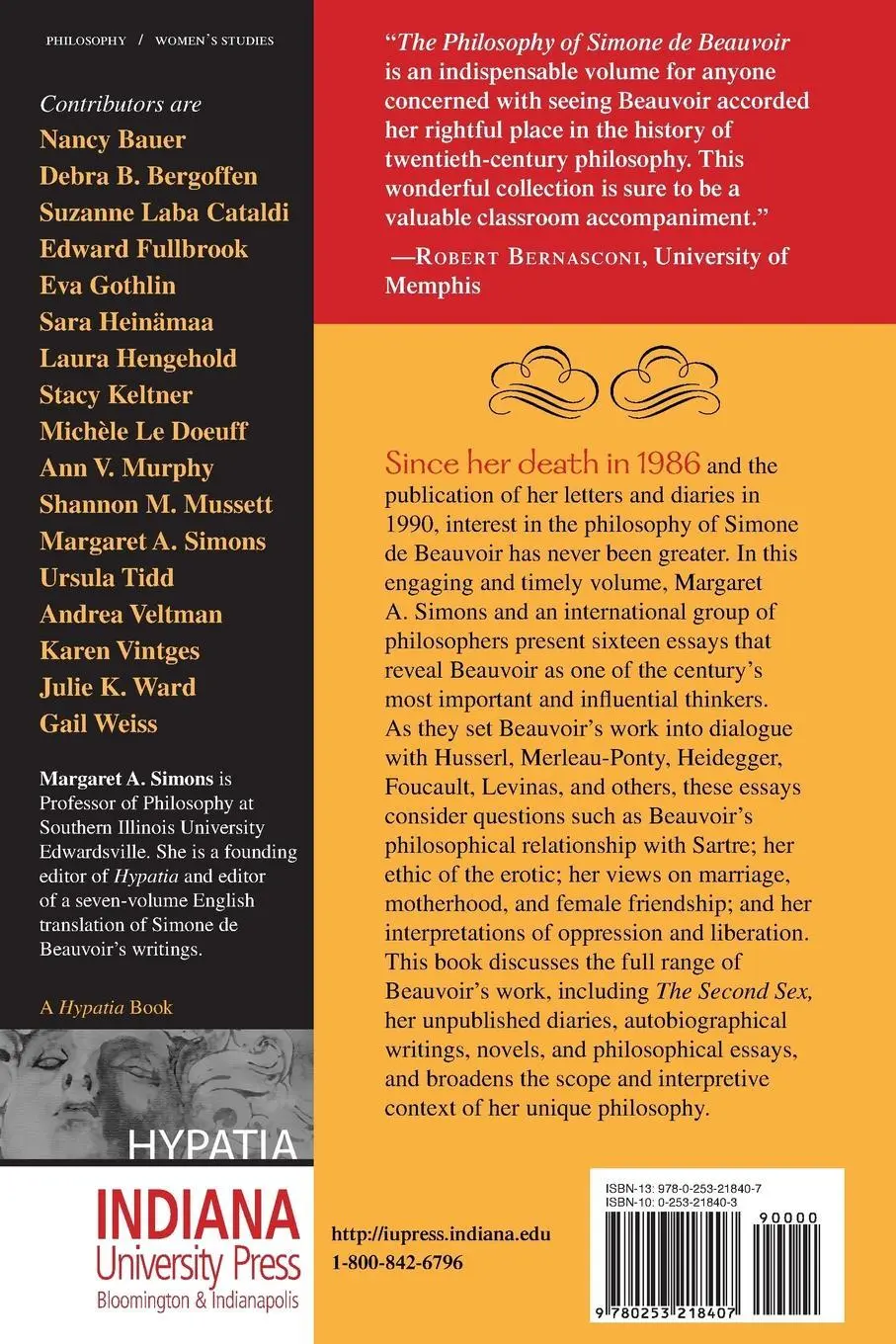 Cover: 9780253218407 | The Philosophy of Simone de Beauvoir | Critical Essays | Simons | Buch