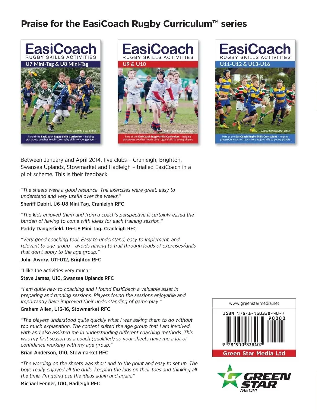 Rückseite: 9781910338407 | EasiCoach Rugby Skills Activities | U9-U10 | Andrew Griffiths (u. a.)