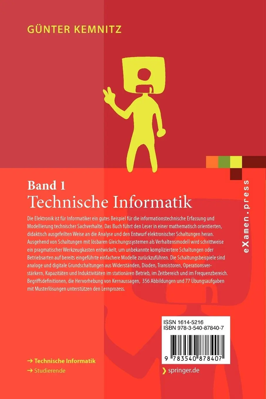 Rückseite: 9783540878407 | Technische Informatik | Band 1: Elektronik | Günter Kemnitz | Buch