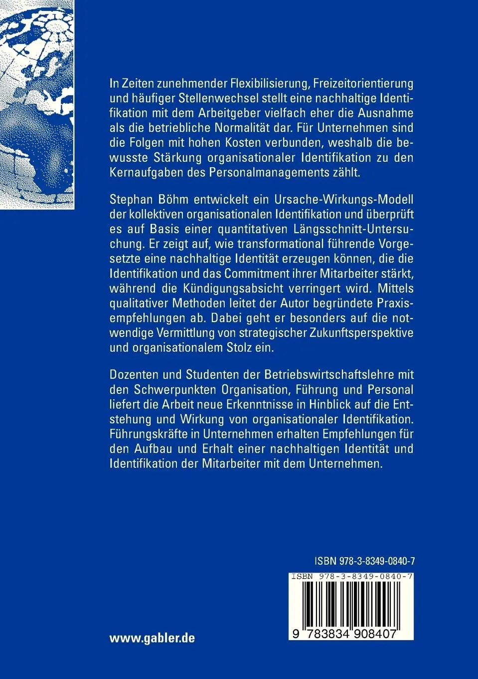 Rückseite: 9783834908407 | Organisationale Identifikation als Voraussetzung für eine...