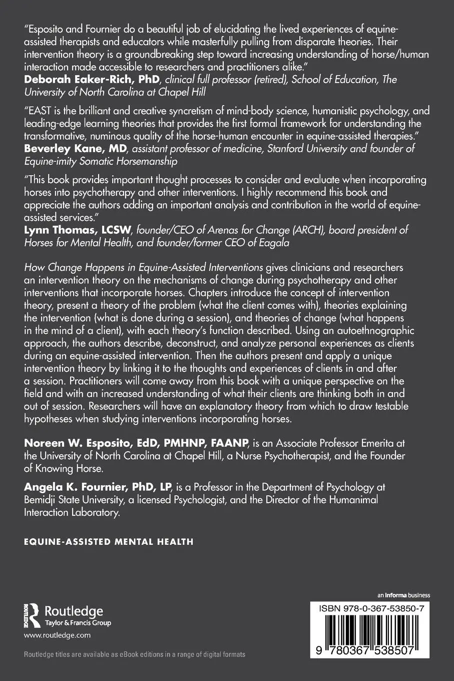 Rückseite: 9780367538507 | How Change Happens in Equine-Assisted Interventions | Esposito (u. a.)